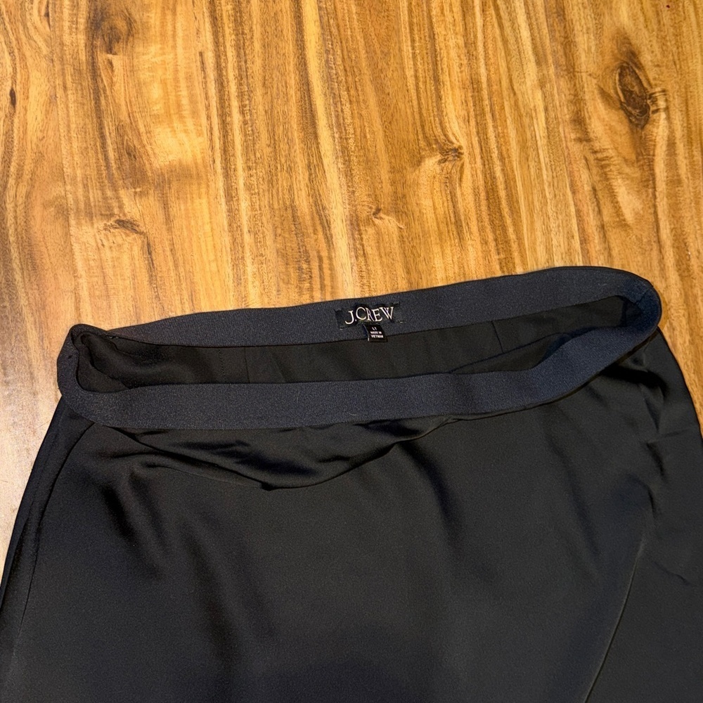 J. Crew women’s large tall LT skirt midi maxi Black satin solid business casual - Picture 3 of 7